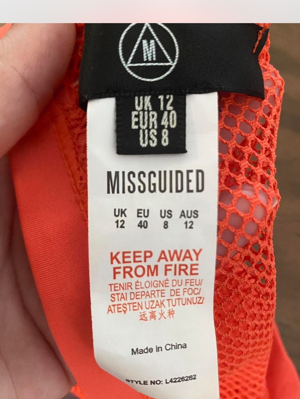 Missguided + Orange Mesh Long Sleeve Crop Top - Picture 4 of 4